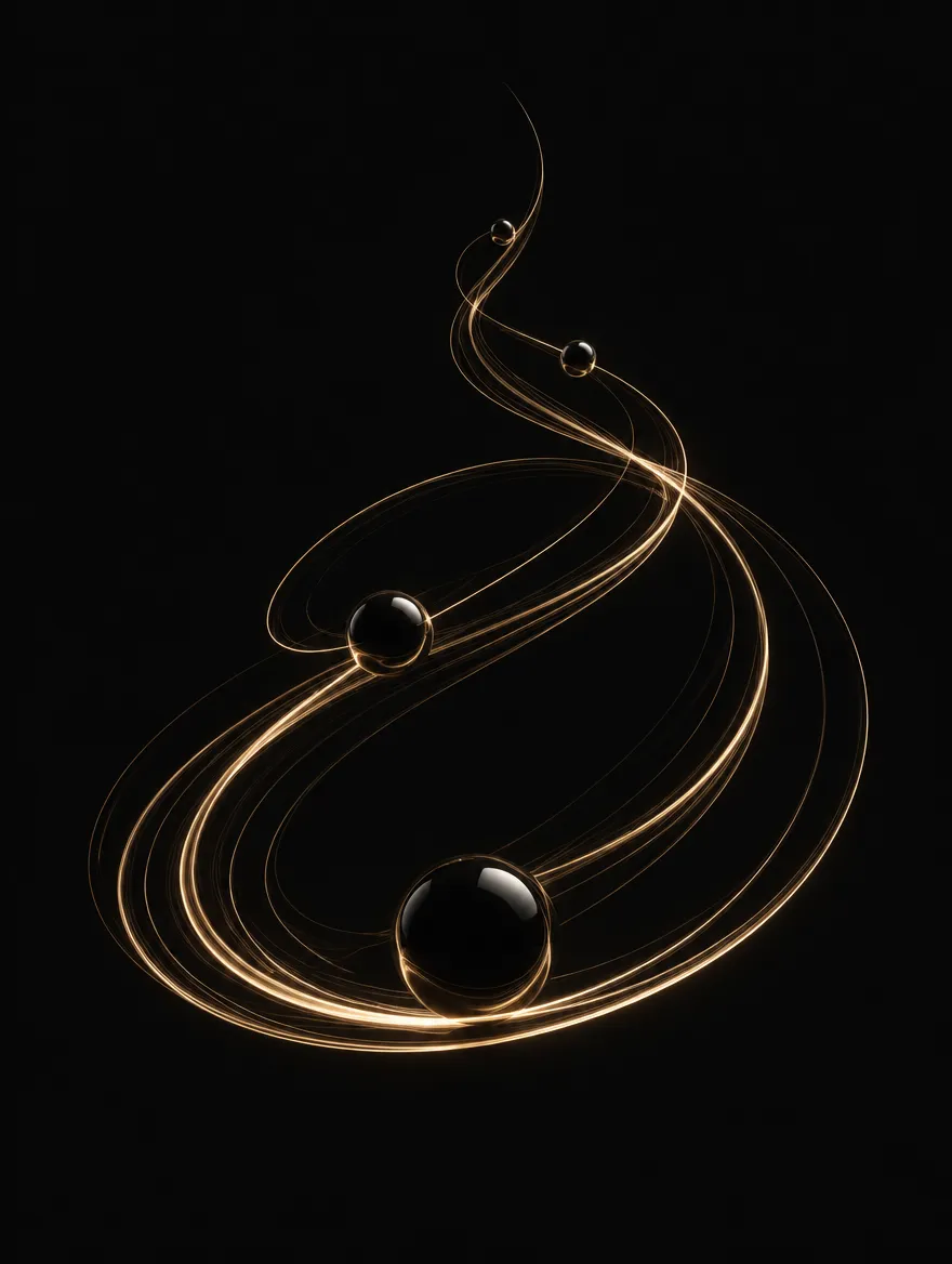 Gold light arcs in orbit